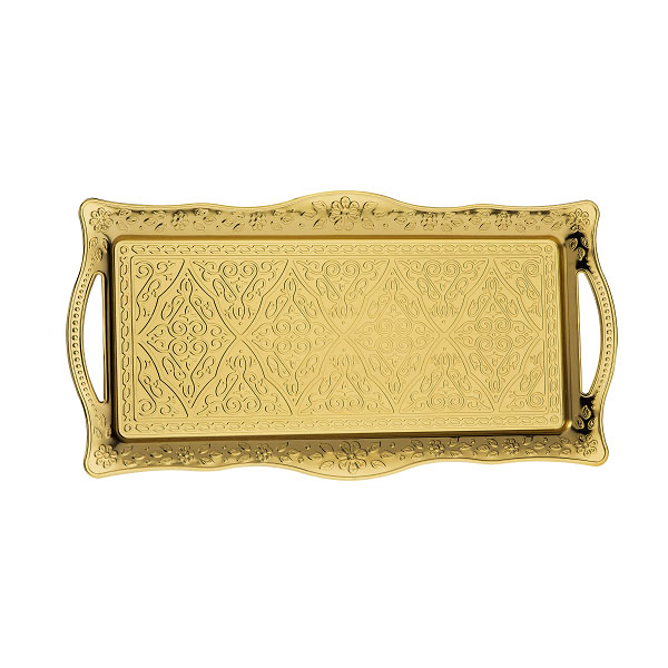 027-2-S-18 RECT IRON TRAY HANDLE SILVER