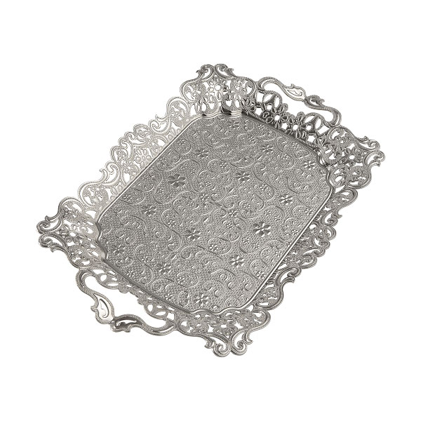 291-2-11 MOTF RECTANGLE TRAY 19cmX42cm SILVER