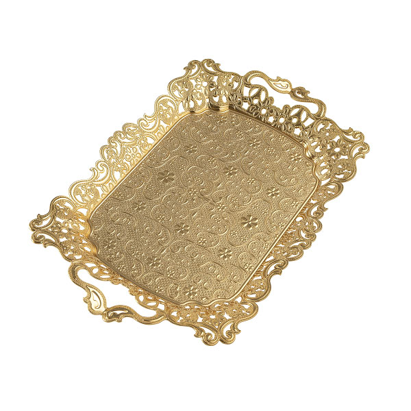 291-2-18 MOTF RECTANGLE TRAY 19cmX42cm GOLDEN