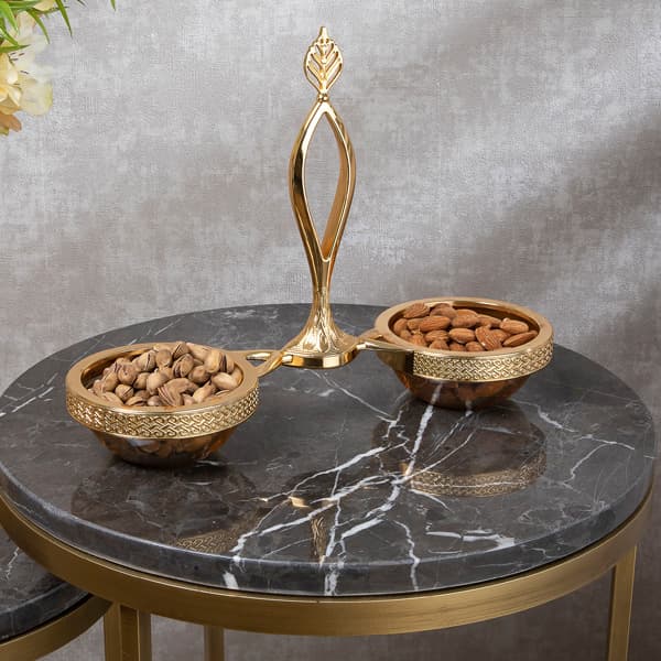 308-K-18 MIRA BURMA 2-SECTION SERVING POT GOLDEN