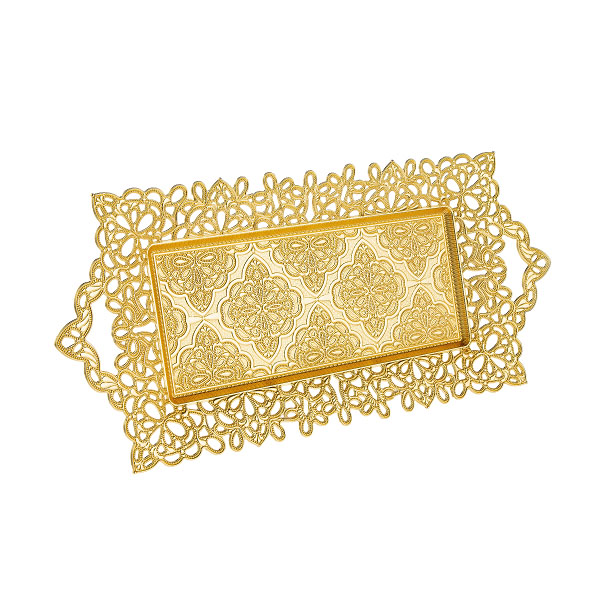 314-2-18 F YONK RECTANGLE TRAY 19cmX42cm GOLDEN
