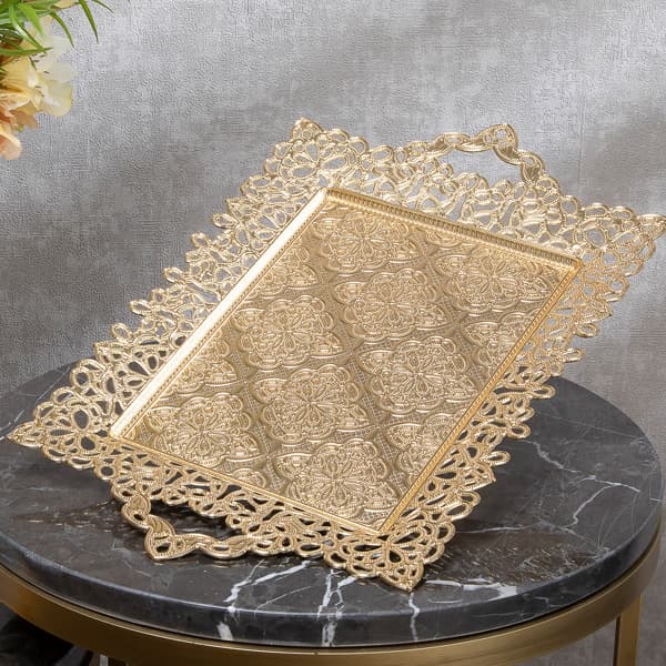 314-4-18 F YONK RECTANGLE TRAY 26cmX42cm GOLDEN