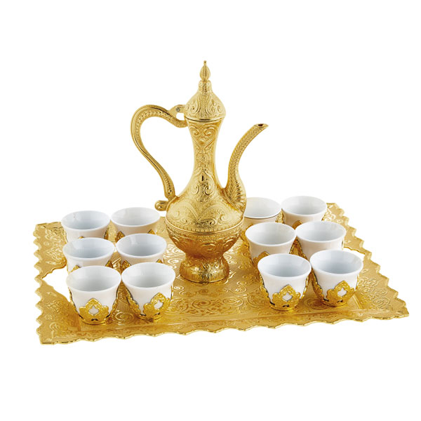 318-K-18 12 PEOPLE PORCELIN ZAMZAM SET GOLDEN