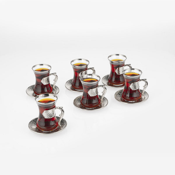 320-K-11 DAMLA TEA GLASSES SET OF 6 Pieces SILVER