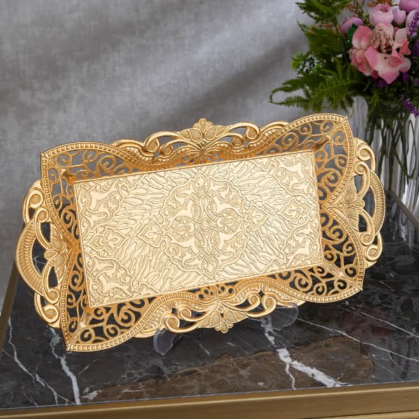 346-2-18 ARYA RECTANGULAR TRAY FOR 2 GOLDEN