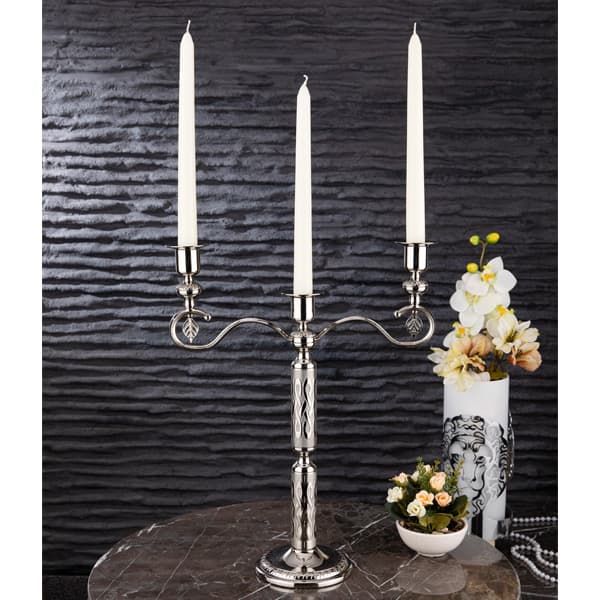 348-K-3-01 BURMA 3 CANDLESTICK SILVER