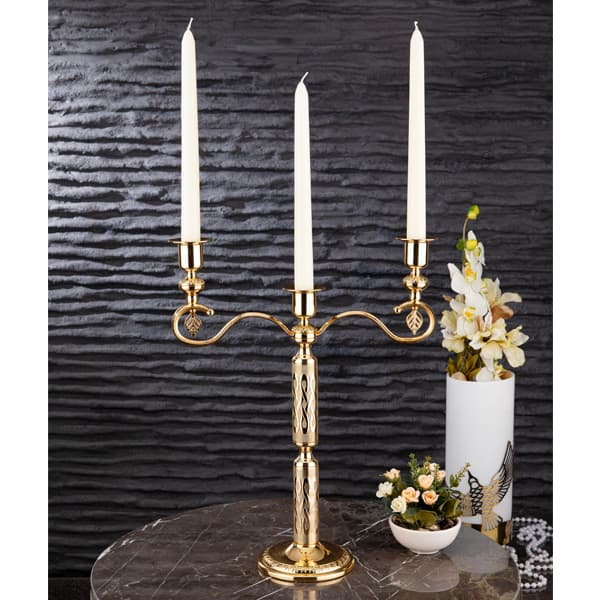 348-K-3-18 BURMA 3 CANDLESTICK GOLDEN
