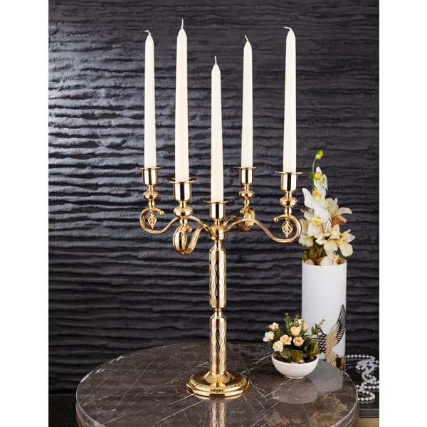 348-K-5-18 BURMA 5 CANDLESTICK GOLDEN