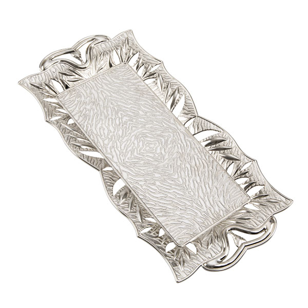 349-2-11 YAPRAK RECTANGULAR TRAY SILVER