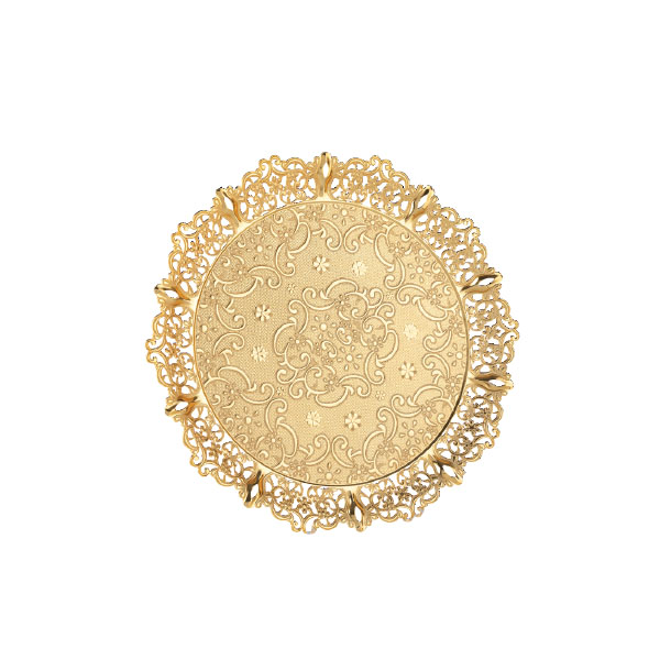 355-2-18 MOT?F ROUND TRAY GOLDEN