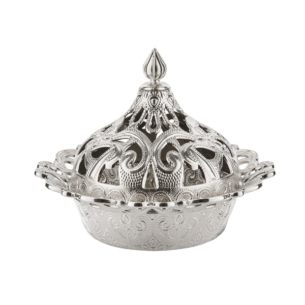 356-11 MOTIF ROUND DELGHT SERVING POT SILVER