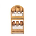 Gw212 Spice Jar 6 Bottle Rack Wood Lid