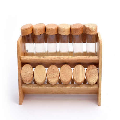 Gw216 Spice Jar 12 Bottle Rack Wood Lid