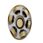 MG262 Beidge Black Cup Saucer Set 6 Piece