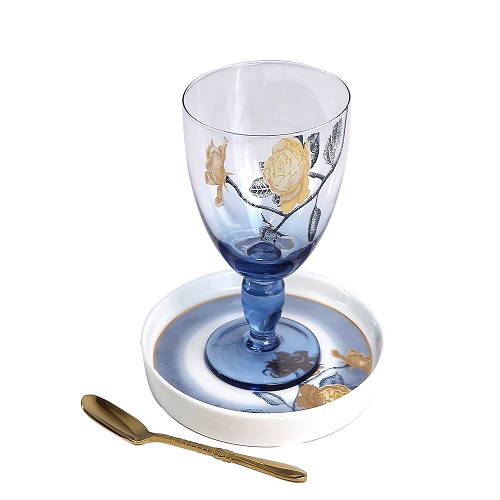 MK134 Flower Blue Ice Cream Bowl Set 3 Piece