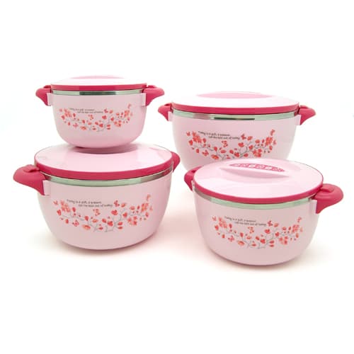 PB622/4F Pink Flower Hotpot set of 4 Piece