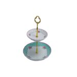 ZP371 Cyan White 2 Tier Cake Pastry Plater