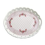 ZP565 Pink White Oval Tray