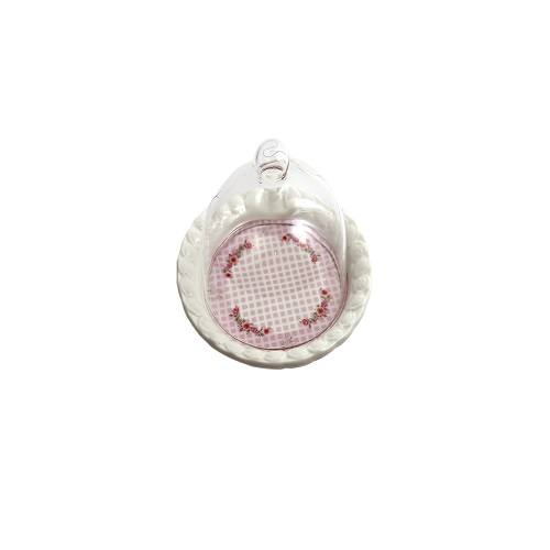 ZP607 Pink White Round Butter Dish